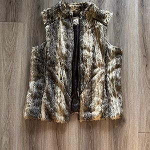 Panhandle Slim Faux Fur Vest in Brown and Tan